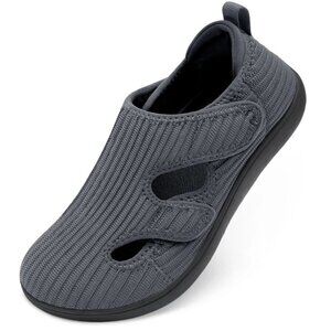 LeIsfIt Size 7.5 Shoes Women’s Adjustable Breathable Comfort Gray Wide Toe Box